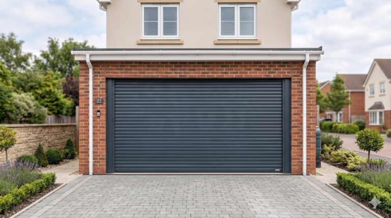 Electric roller garage door fitted at a Sunderland home